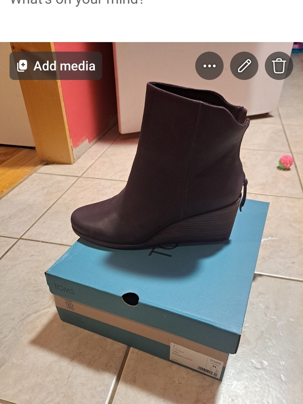 TOMS Burgundy Wedge Ankle Booties